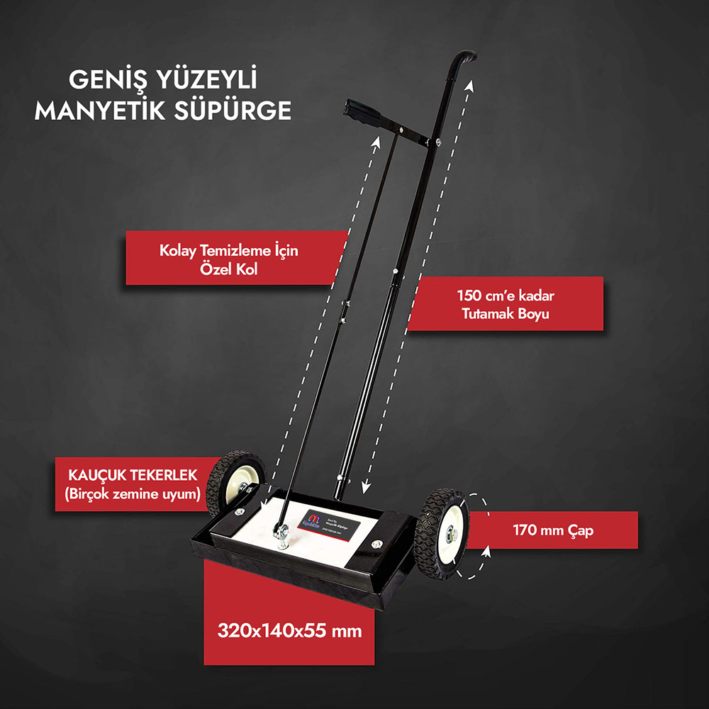 metal toplayıcı manyetik süpürge ölçüler
