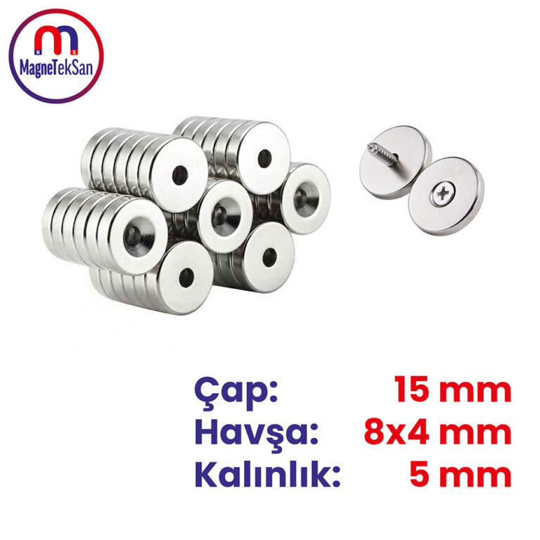 15x8-4x5mm N35 Havşa Delikli Neodyum Mıknatıs