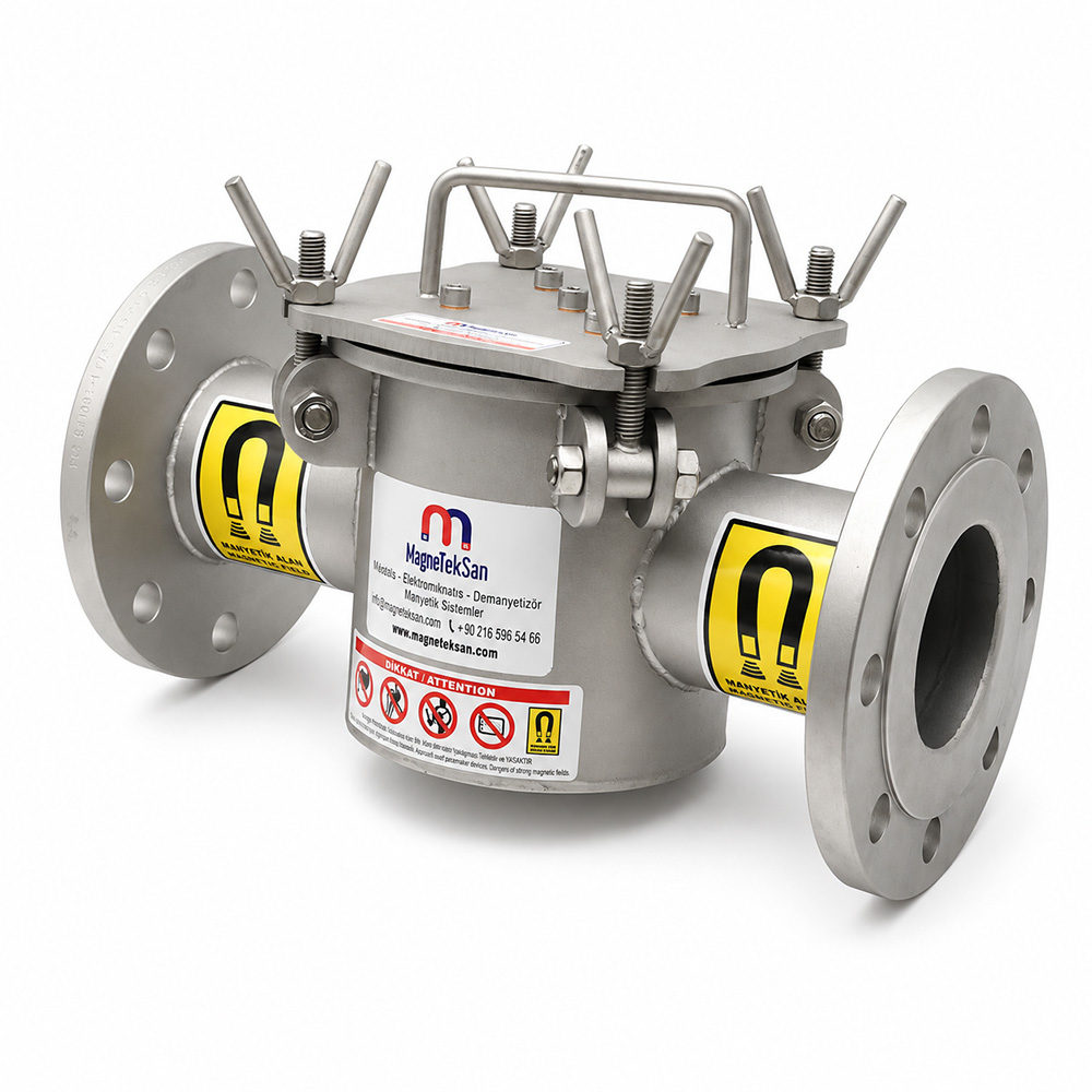 Su Bazlı Yapıştırıcı Hatları İçin DN80 5 Çubuklu Neodyum Manyetik Filtre
