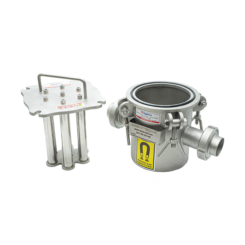 Zeytinyağı Üretim Hattı İçin 2" 7 Barlı Neodyum Manyetik Filtre - DN50 Mıknatıs Filtre