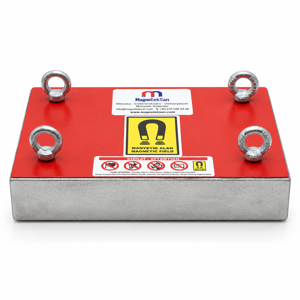 Elektronik Atık Parçalama Hattı Askılı Ferrit Plaka Mıknatıs – 300×210×55 mm