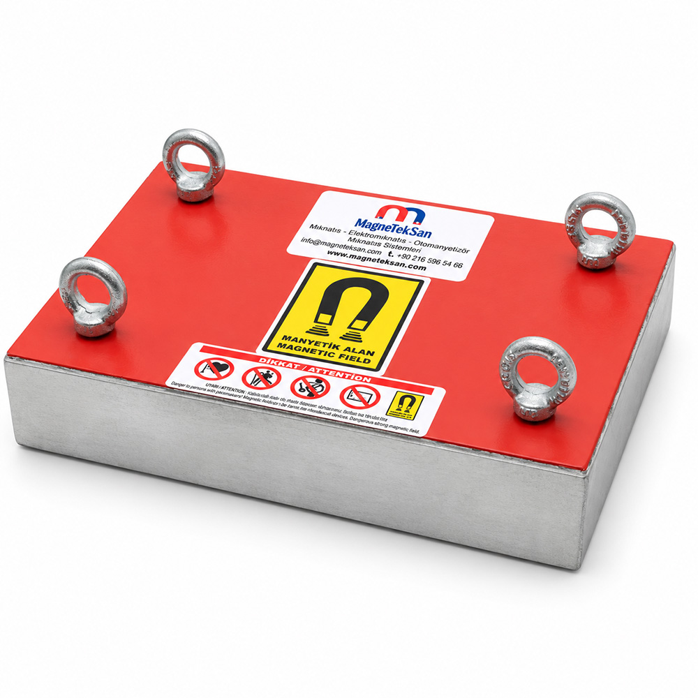 Elektronik Atık Parçalama Hattı Askılı Ferrit Plaka Mıknatıs – 300×210×55 mm
