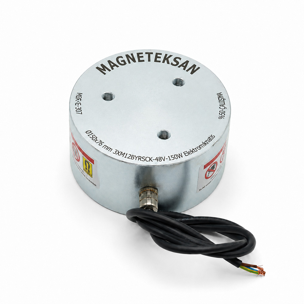 Plazma Kesim Sac Parça Transfer Elektromıknatısı – Ø150×76 mm 48V 150W