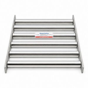280x400 mm neodyum elek mıknatıs, buğday irmiği üretim hattı için, 6 adet Ø25 mm paslanmaz çubuk, üstten görünüm