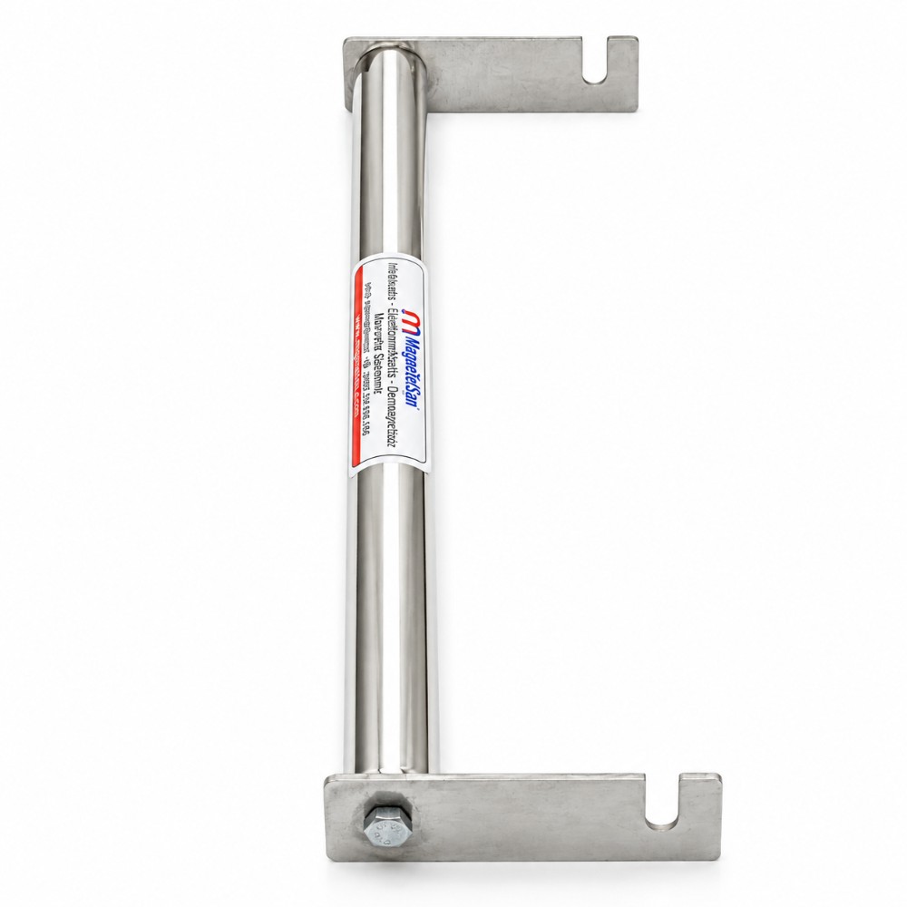 Ø25x320 mm kulaklı neodyum çubuk mıknatıs, dikey konum ve montaj kanalları