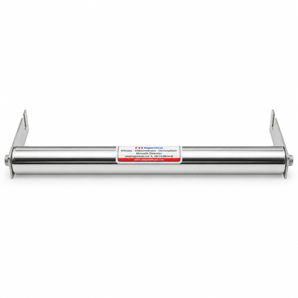 Ø32x340 mm kulaklı neodyum çubuk mıknatıs, önden görünüm